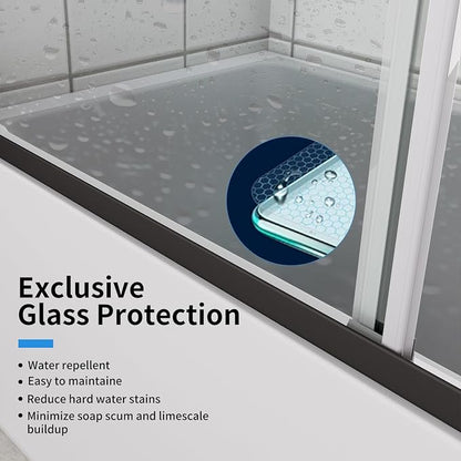 Royal Guard Double Sliding Shower Door 44-48" W x 76" H,Matte Black | 6mm SGCC Tempered Glass,Nano Coating Easy Clean,Walk-in Shower Use,Reversible Installation&Waterproof