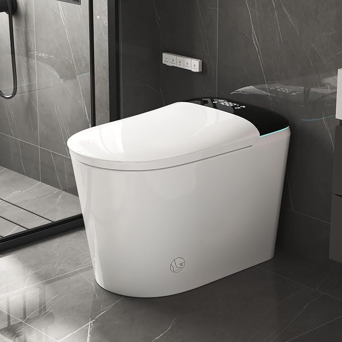 Luxury Smart Bidet Toilet with Tank, Foam Shield, Dual Auto Flush/Lid&Seat, Foot Sensor, LED Display, Electric Modern One Piece Toilets for Bathroom with Siphon Dual Flush 0.8/1.2 GPF