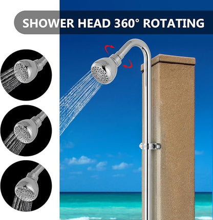 Outdoor Shower Kit,Outside Shower with Single Handle,Polish Chrome | Hot and Cold Outdoor Shower Fixtures,Stainless Steel,with Rotatable Shower Head,Easy Installation