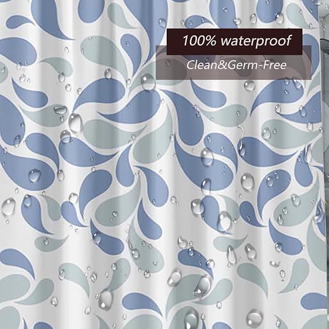 Water Droplets Shower Curtain Liner, 4G PEVA Shower Liner, Plastic Peva Waterproof Shower Curtains, 72x72 inch with Grommet Holes 3 Magnetic Weights
