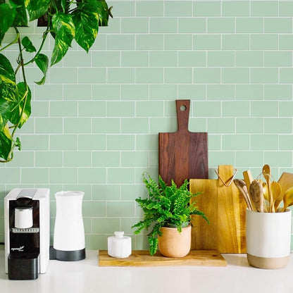 STICKGOO Subway Tile Peel and Stick Backsplash, Thicker Design 12" x 12" Stick on Backsplash Tiles for Kitchen, Bathroom, Wall Tile (10 Sheets, Light Green)
