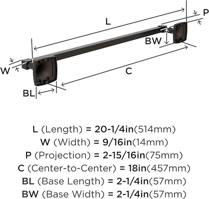 Amerock BH36093ORB | Oil Rubbed Bronze Towel Bar | 18 in (457 mm) Towel Rack | Stature | Bathroom Towel Holder | Bathroom Hardware | Bath Accessories