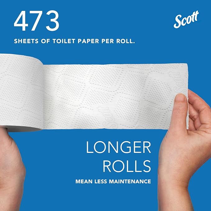 Scott Professional Standard Roll Toilet Paper, Bulk, 80 Rolls (13217) | 473 Sheets/Roll, 2-Ply, 100% Recycled Fiber, Individually Wrapped, Elevated Design, Standard Tier