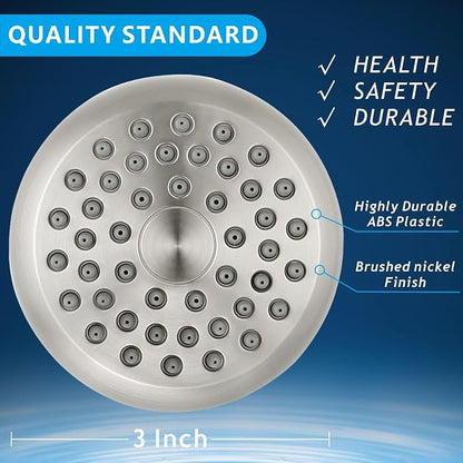 High Pressure Shower Head - Powerful Bathroom Pressure Boosting Showerhead - Perfect Universal Replacement for Rain Shower Heads(Brushed Nickel)