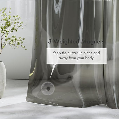 Shower Curtain Liner 72x72, Plastic Shower Liner PEVA Medium Weight Inside Shower Curtains for Bathroom with Rustproof Grommets, Clear Black