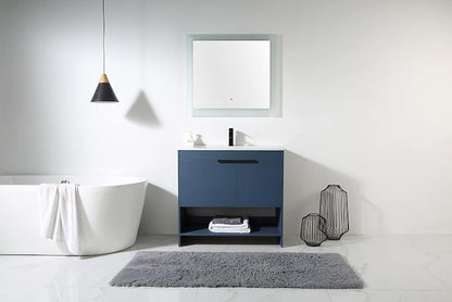 Phoenix 36 Inch Bathroom Vanity with Sink – Modern Design, Soft-Close Doors, Storage Drawers, Durable Build – Navy Blue Vanity for Small Bathrooms (Full Assembly Required)