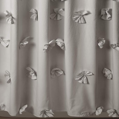 Lush Decor Riley Shower Curtain, 72" W x 72" L, Light Gray - Bathroom Curtain - Coquette Decor - Bow Shower Curtains - Cottage Core - Fabric Shower Curtains