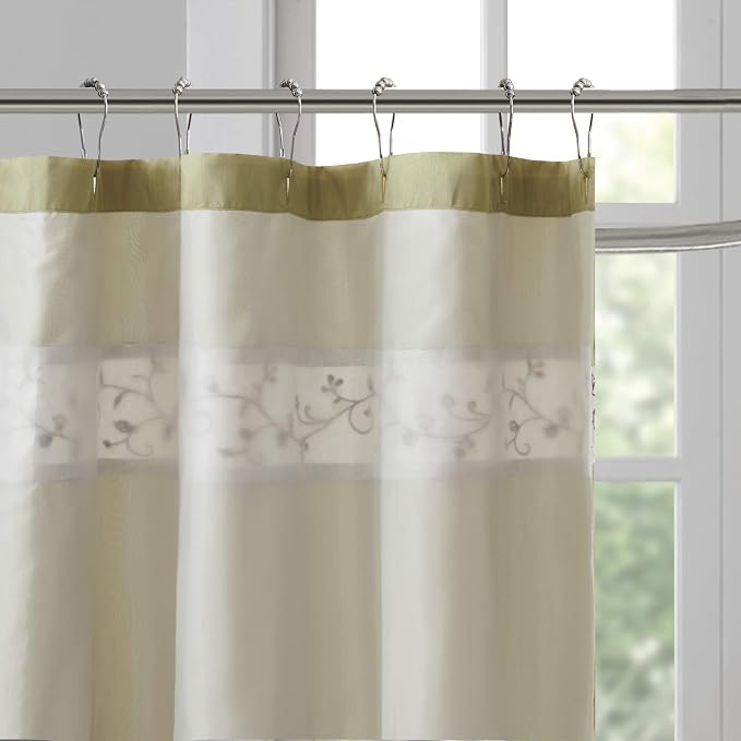 Madison Park Serene Shower Curtain for Bathroom, 72 x 72, Green | Adds Privacy, Machine Washable, Floral Pattern, OEKO-TEX Certified