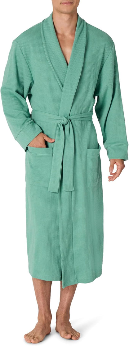 Amazon Essentials Men's Lightweight Cotton Waffle Bathrobe (Available in Big & Tall)