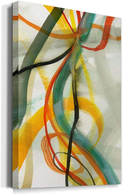 Renditions Gallery Canvas Wall Art Decorations Paintings & Prints Colorful Intersecting Lines Inkten Abstract Wall Hanging Artwork for Bedroom Living Room Office Kitchen - 8"x12" LT02