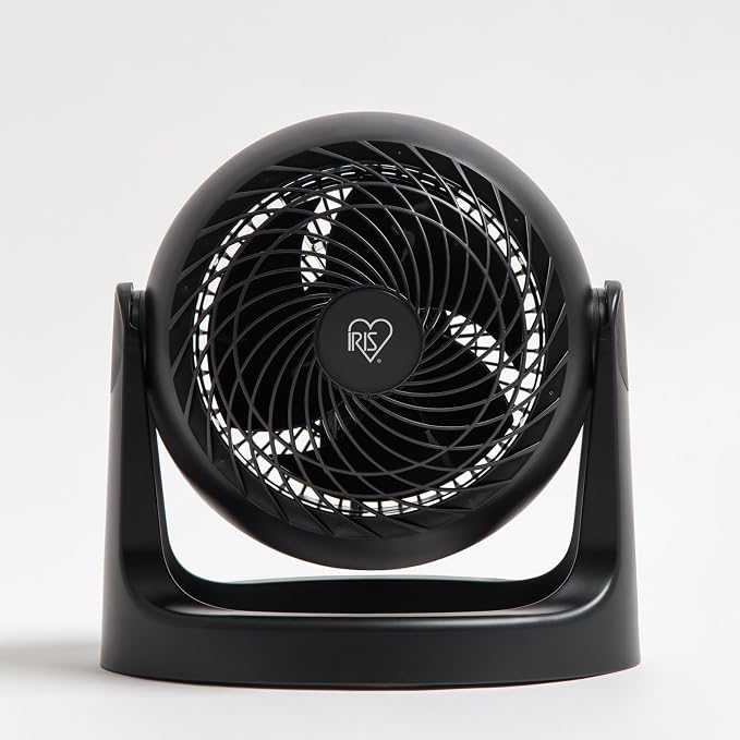 IRIS USA Desk Fan, Air Circulator, 3 Speeds, 52ft Max Air Distance, 360° Adjustable Tilt, 30 db Quiet Motor, Fan for Bedroom, Office, Dorm, Medium, Black