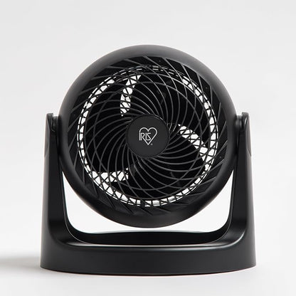 IRIS USA Desk Fan, Air Circulator, 3 Speeds, 52ft Max Air Distance, 360° Adjustable Tilt, 30 db Quiet Motor, Fan for Bedroom, Office, Dorm, Medium, Black
