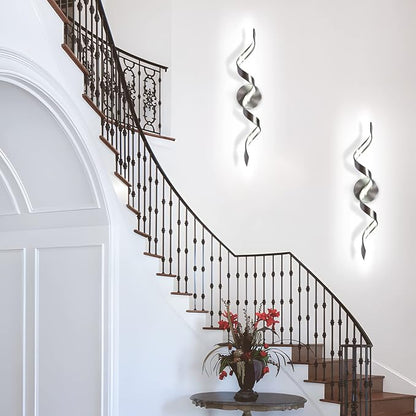 Dimmable Modern LED Bathroom Vanity Light 24 inch, 15W Spiral Design Brushed Nickel Bathroom Light Fixtures Over Mirror, Wall Sconces Lighting for Living Room Bedroom 6000K