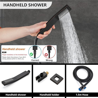 Midanya Shower Faucet Set,Wall Mount Shower System with Square Rain Shower Head and Hand Sprayer, Rough-in Valve Body and Trim Kit Included,8 Inch,Oil Rubbed Bronze