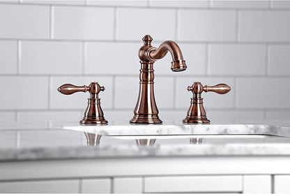 Fauceture FSC197ACLAC American Classic Widespread Bathroom Faucet with Brass Pop-Up, Antique Copper