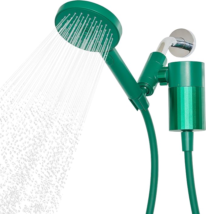 sproos! - Handheld Showerhead, High Performance Filtration, Green | Healthier Hair and Skin - DIY Installation - Renter Friendly - 3 Spray Functions - 70 Inch Hose - High Pressure Performance
