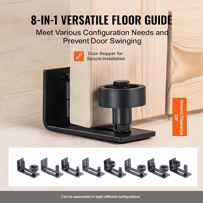 VEVOR 30in x 84in Sliding Barn Door with 5ft Barn Door Hardware Kit Included & Handle, Water-Proof Solid Wood, Easy Assembly, for Interior Rooms & Storage Closet, K-Frame, DIY, Stainable, Natural