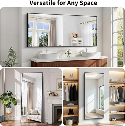Koonmi Black Bathroom Mirror for Over Sink,Metal Framed 30"x71" Wall Mirror