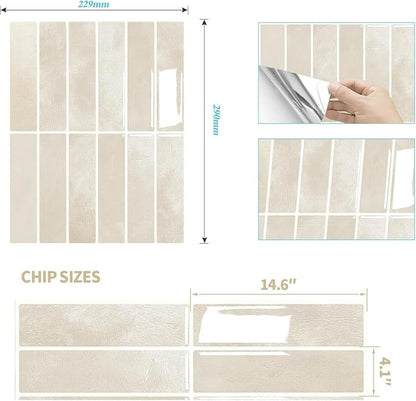 JOLOV 10 Pack Peel and Stick Backsplash Tiles, Waterproof 3D Stickers | Thicker self-adhesive 3D tile stickers for kitchen and bathroom walls; removable, waterproof and easy to install.