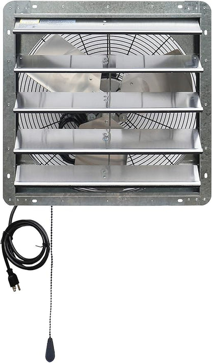 iLiving ILG8SF20V-T 20 inch Shutter Exhaust Attic Garage Grow, Ventilation Fan with 3 Speed Thermostat 6 Foot Long 3 Plugs Cord, 20" - Variable, 3368 CFM, 5000 SQF Coverage Area, Silver