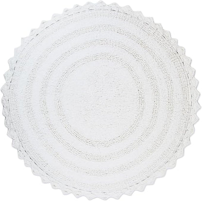 DII Crochet Collection Reversible Bath Mat, Round, 27.5" Diameter, White