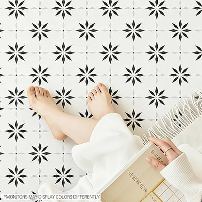 Peel and Stick Floor Tile, 7.9"x7.9" Vinyl Flooring for Bathroom Kitchen, Waterproof Non-Slip Durable Self-Adhesive Easy DIY Removable