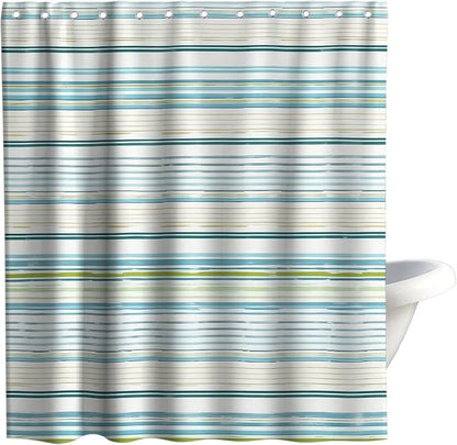 Neutral Minimalist Striped Shower Curtain, Ocean Modern Aesthetic Abstract Rustic Shower Curtains for Bathroom, Waterproof Bath Curtain with Hooks Machine Washable Bathtub Curtains 72x72 Inch Blue
