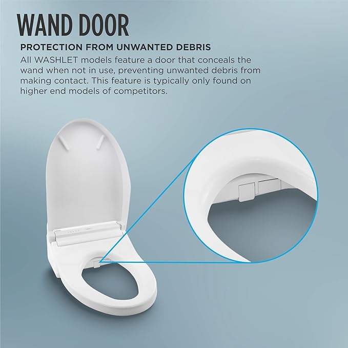 TOTO® WASHLET® C5 Electronic Bidet Toilet Seat with PREMIST and EWATER+ Wand Cleaning, Elongated, Cotton White - SW3084#01