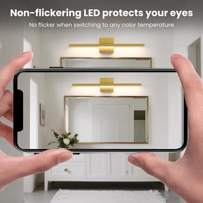 Epinl Gold Bathroom Light Fixtures - 24 inch Brushed Gold Vanity Light for Bathroom Over Mirror Dimmable 5CCT LED Light Bar Modern Lighting Fixture for Bathrooms Bedroom Living Room
