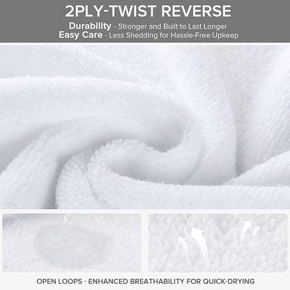 Comfort Spaces Extra Large Bath Towel Set of 4 Piece 30x60 Bath Sheet Set Shower Towel Beach Towel 100% Cotton Bathroom White Towel Set Quick Dry Oversized Highly Absorbent Soft 400GSM Dual Layer