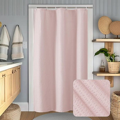 OWENIE Pink Stall Shower Curtain for Bathroom, 3D Embossed Textured Fabric Small Shower Curtain for Narrow Stall Size, Machine Washable Water Resistance, Hotel Style, 36" W x 72" L, Pink