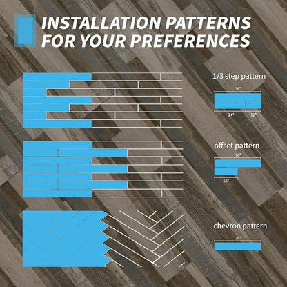 Art3d Wood Texture Peel and Stick Vinyl Floor Planks, 36-Pack, Aged Wood | Cover 54 sq.ft, Waterproof, Self-Adhesive, Scratch Resistant, Premium Vinyl, Ideal for Bedroom, Living Room, Kitchen, RV