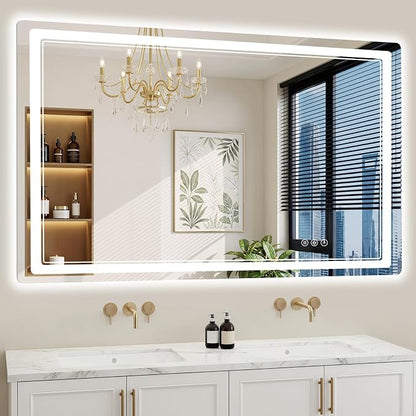 36"x60" LED Bathroom Mirror with Lights, Backlit + Front Lit, Anti-Fog, Lighted Bathroom Mirror for Wall, HD Shatterproof Tempered Glass, Dimmable, Memory Function (Horizontal/Vertical)
