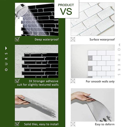 STICKGOO Peel and Stick Backsplash - 10 Sheets of 12”×12” - 3D Self Adhesive Peel and Stick Tile Backsplash for Kitchen & Bathroom
