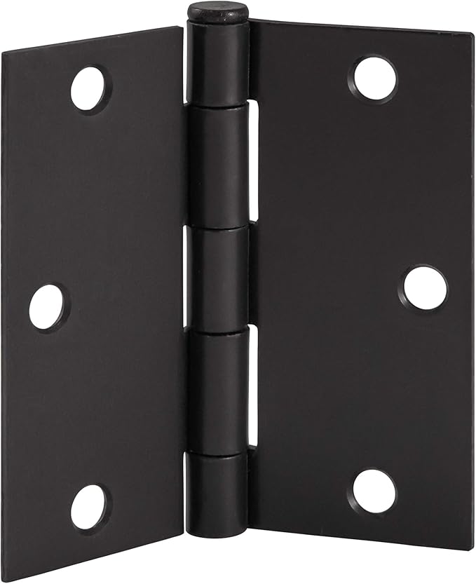 Design House 6-Pack Matte Black Door Hinges – 3.5-inch x 3.5-inch – Square Corner Radius Steel Door Hinge – Fits Standard Doors – Design House 185934