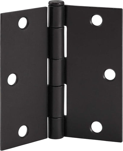 Design House 6-Pack Matte Black Door Hinges – 3.5-inch x 3.5-inch – Square Corner Radius Steel Door Hinge – Fits Standard Doors – Design House 185934