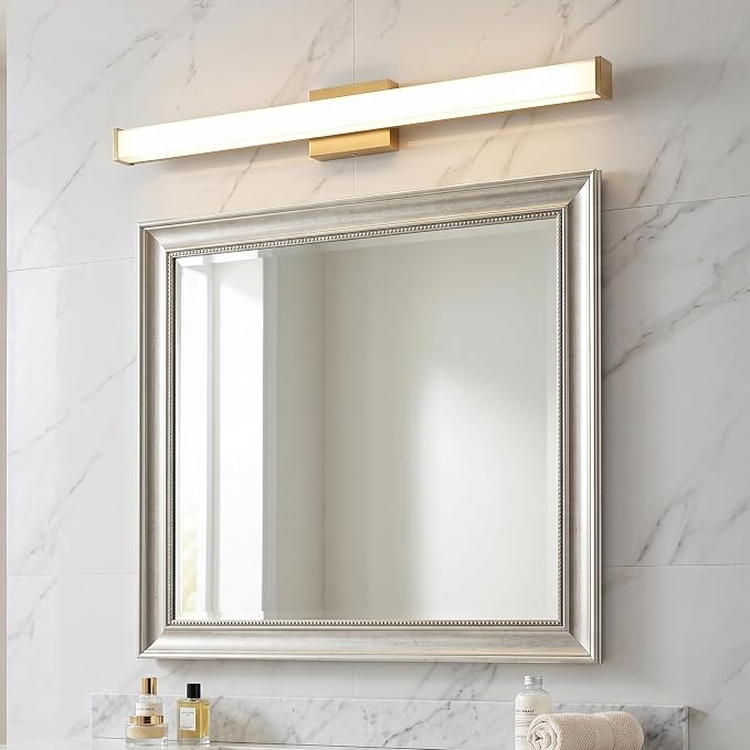 URSOLA 36" Modern LED Bathroom Light Fixtures, Golden 3CCT Dimmable Bathroom Vanity Light Over Mirror, Bathroom Vanity Bath Bar Lights with Double Layer Acrylic Shade