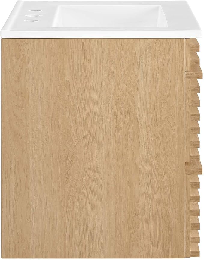 Modway Render 24" Wall-Mount Bathroom Vanity in Oak White