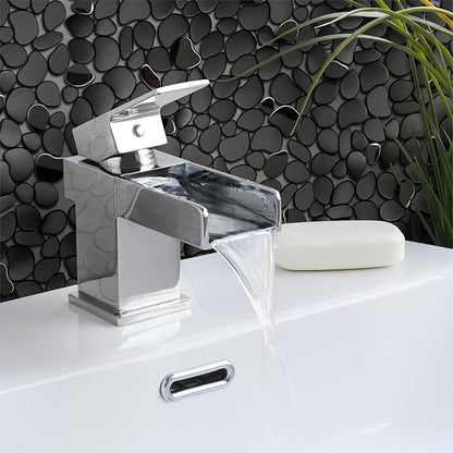 Black Tile Backsplash Pebble Tile Metal Mosaic Tiles for Kitchen Backsplash Bathroom Shower Floor【5 Sheets】