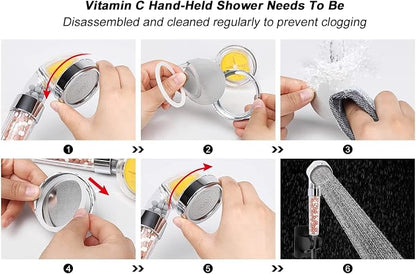 Filter Shower Head, High Pressure 8 Inch Rainfull with Filter Combo for Hard Water, Remove Chlorine Fluoride and Harmful Substances- 1 Replaceable Filter Cartridge (Round, Matte Black)