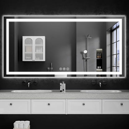 LED Bathroom Mirrors 36"x60" Bathroom Mirror with Lights for Wall, Backlit + Front Lit, 3 Colors, Anti-Fog, Dimmable Brightness for Vanity,Bathroom, Entryway, Living Room