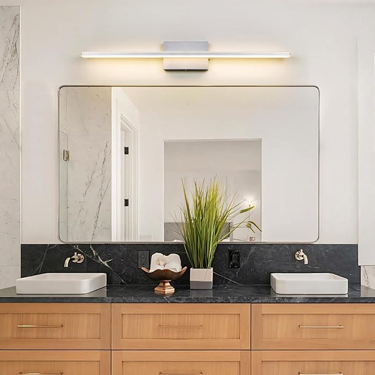 LED Brushed Nickel Vanity Light for Bathroom Lighting Fixtures Over Mirror Modern Bath Vanity Lights Bar 24W 5CCT Diammable Bathroom Lights 31.5 inch