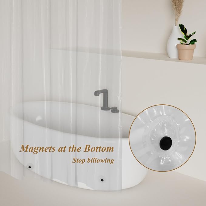 Mrs Awesome 54x72 Stall Size Shower Curtain Liner Clear | 3 Bottom Magnets,10 Rustproof Grommets,Water Proof Lightweight PEVA,54W x 72H for Small Bathroom or Shower Stall