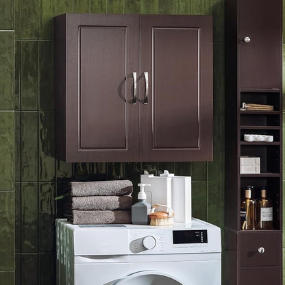 SoBuy Wall Cabinet, Bathroom Storage, 23.6 x 11.8 x 23.6 in, MDF, Brown | Standard Floating Wall Storage Cabinet With Flexible Shelf Layout, Universal Cabinet For Daily Home General Storage