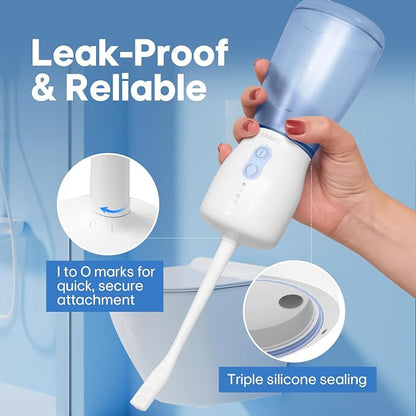 Electric Peri Bottle for Postpartum:3 Nozzles, 3 Modes, Rechargeable | Leak-proof, auto shut-off, 60 uses per charge, one-touch rinsing, spa-like cleansing for all ages