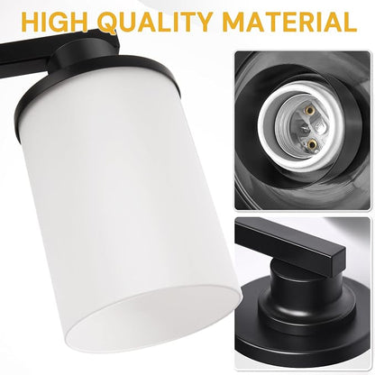 L LOHAS LED 3-Light Bathroom Vanity Light, Black | Milky White Frosted Glass Shades; Wall Sconce for Bathrooms and Bedrooms; ETL Listed