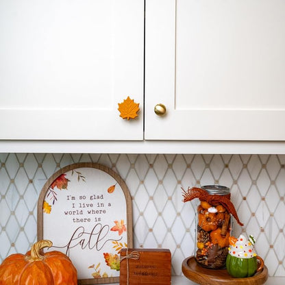 Knobēz 12pk Fall Cabinet Knob Covers - Leaf Decorative Knob Covers | Holiday knob covers for cabinets and drawers. Stretchy fabric fits 1 to 1.5 inch hardware. Seasonal home decor upgrade