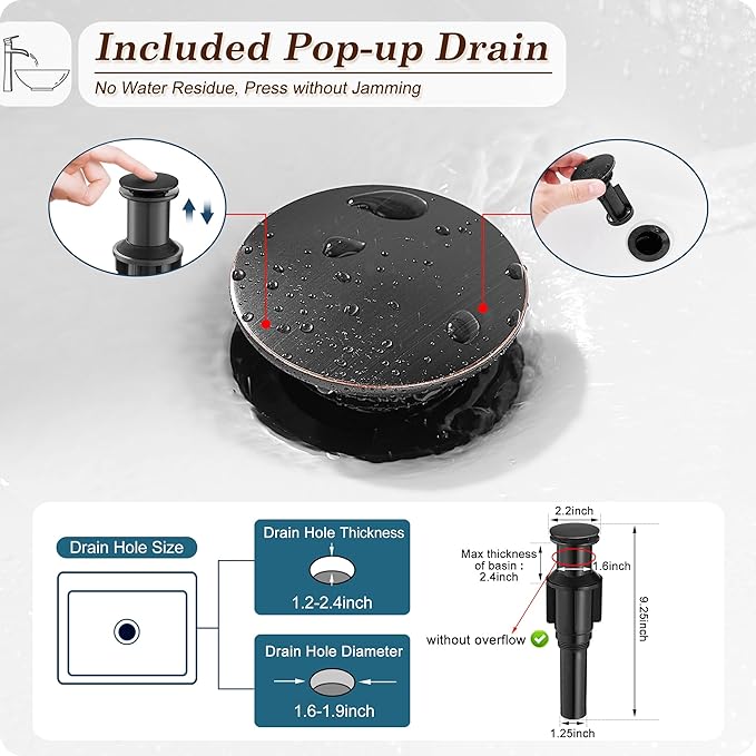 Bronze Waterfall Vessel Sink Faucet, Brass 12 Inch Tall Bathroom Faucets Single Hole Single Handle for Bathroom Bowl Sink with Pop-up Drain & Hoses for Vanity Countertop Modern Farmhouse