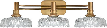 3-Light Bathroom Vanity Light Fixtures Vintage Brass Wall Light Fixtures Vanity Lights Over Mirror for Bedroom Living Room Bathroom