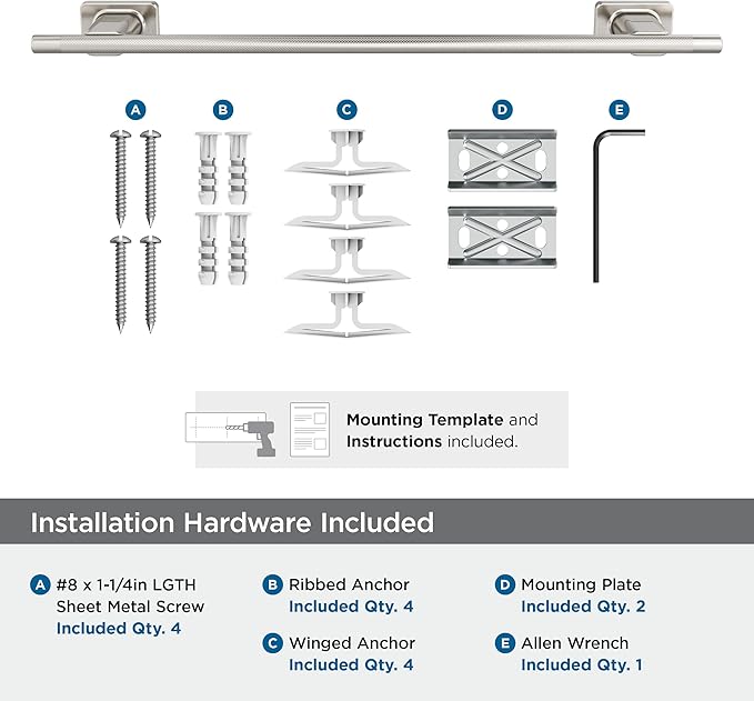 Amerock Bronx Brushed Nickel 18 inch (457mm) Towel Bar, BH26614G10